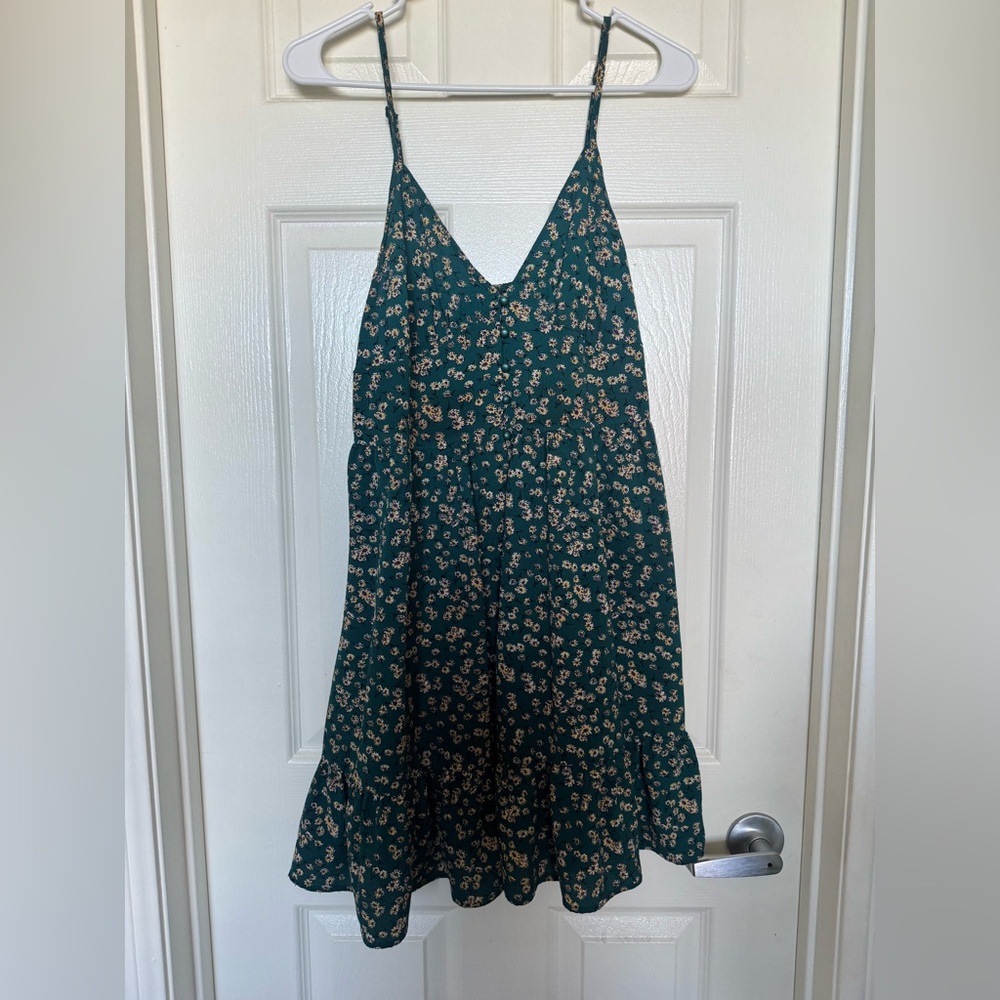 Floral Green Spaghetti Strap Dress